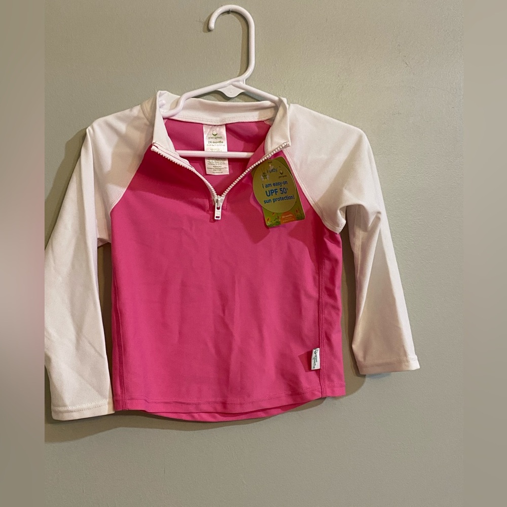Pink and White Kids Swim Rashguard